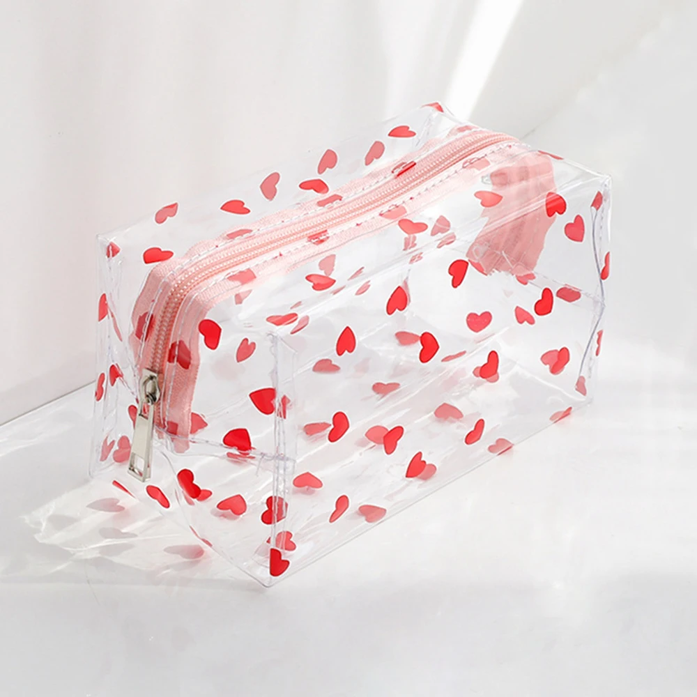 

Transparent Cosmetic Bag Women Girls Cute Zipper Makeup Bag Waterproof PVC Travel Organizer Bag Pen Case And Stationery Storage
