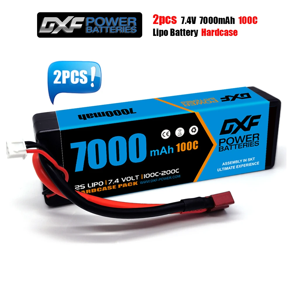 Dxf Lipo 2S 7000Mah 7.4V Batteria 100C Versione Blu Grafene Racing Series Hardcase Per Rc Car Truck Evader Bx Truggy 1/8 Buggy