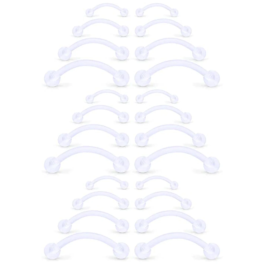 16 Gauge Clear Acrylic Bioflex Curved Barbell Eyebrow Belly Lip Tragus Ring Conch Piercing Jewelry Retainers piercing jewelry body piercing jewelry body jewelry