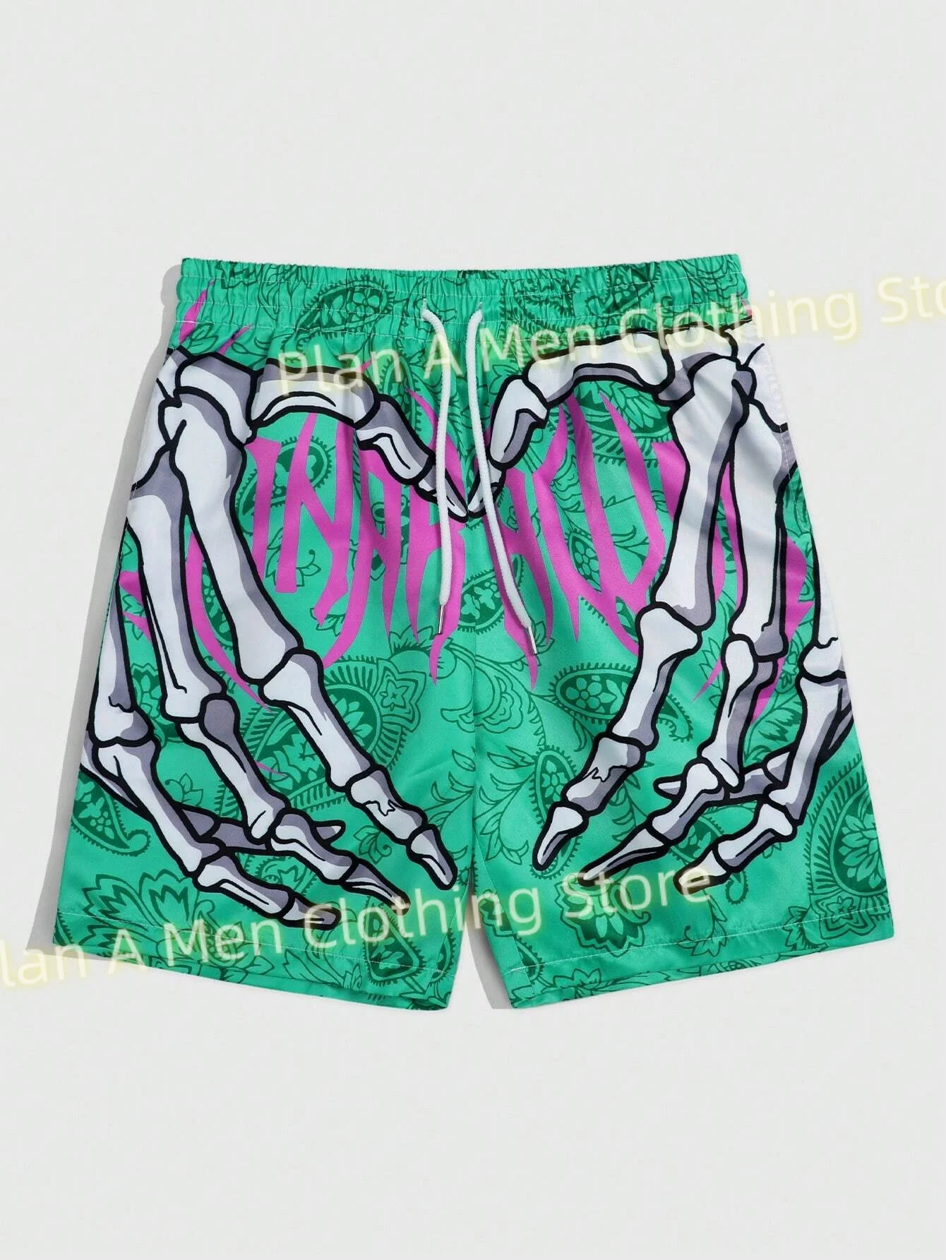 Mens Summer Classic Skull Beach Short Pants New Fashion Skeleton Hand Print Men  Gym Shorts Quick Drying  Shorts Men Clothing 2