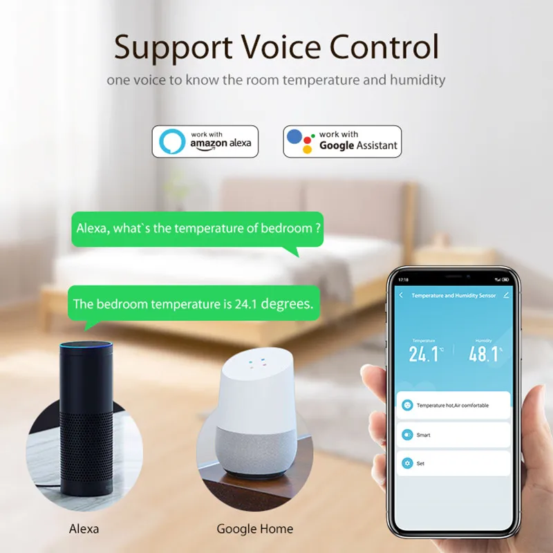 Tuya Smart Zigbee Temperature And Humidity Sensor Indoor Thermometer Work With Homekit With Alexa Google Home Assistant 6