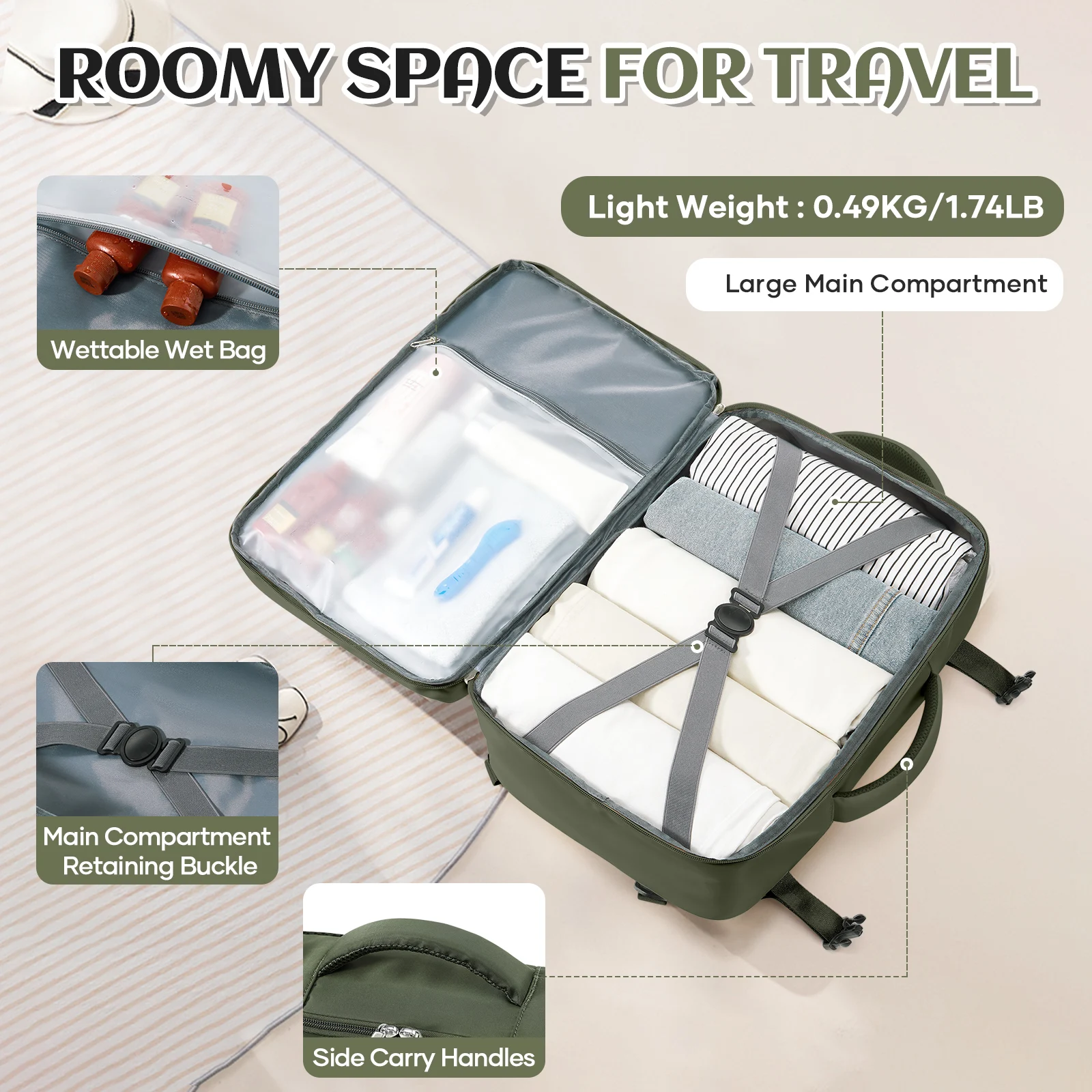 Travel Backpack For Women Men, Luggage Carry On Backpack,Hiking Bag Waterproof Sports Rucksack Casual Daypack Travel Essentials