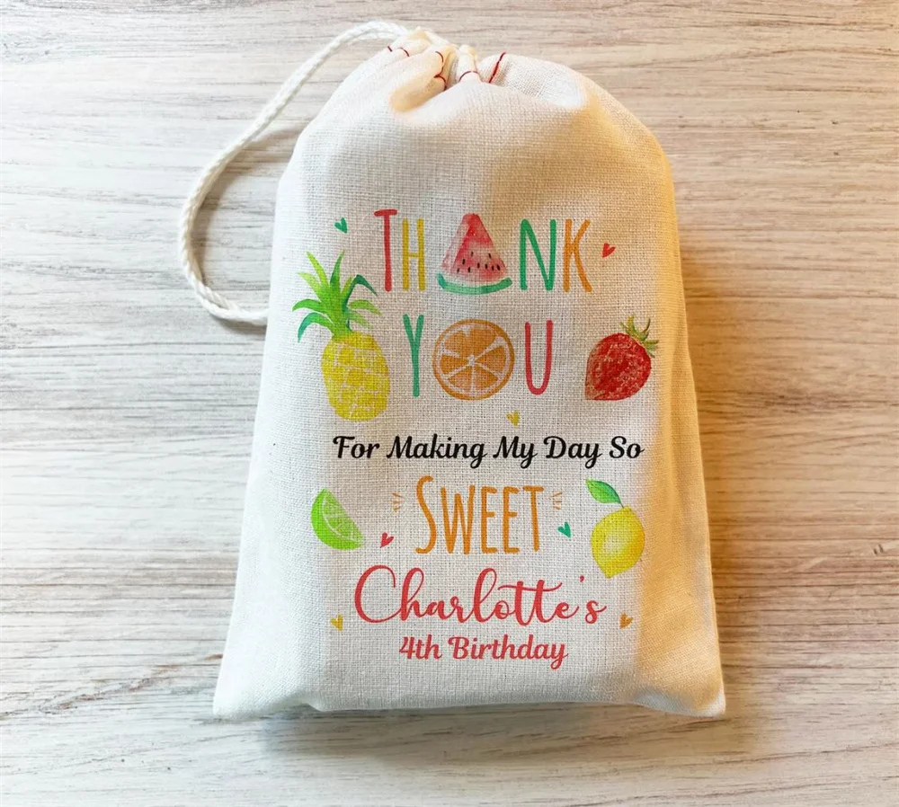 20 Pezzi Tutti Frutti Grazie Borsa Per Bomboniere. Coulisse Compleanno Frutta Bomboniere Personalizzate. Cotone