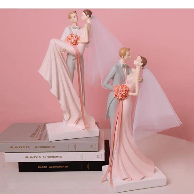 

Creativity Resin Bride Groom Veil Bouquet Couples Wedding Anniversary Gift Valentine's Day Present Figure Statue Home Decoration