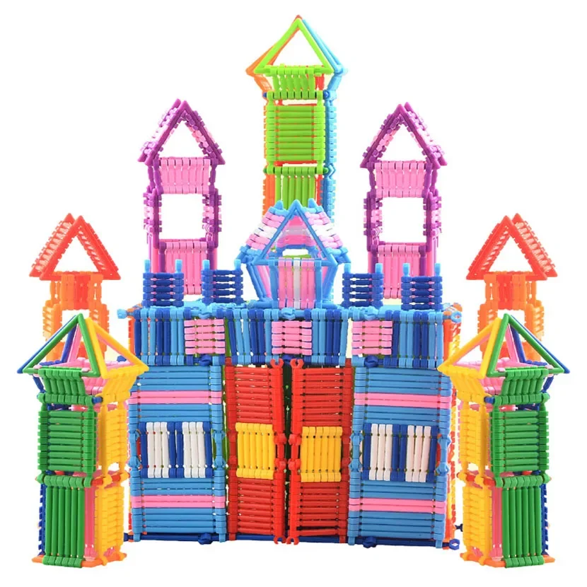 Hot Plastic Sticks Assembled Interconnecting Blocks Kids Stack Stick Educational Toys for Children DIY Toy Construction Building