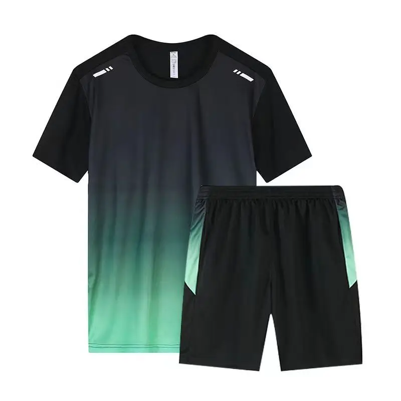 Sports Suit Football Training Kit Men's Quick Dry Sportswear Tracksuit Gym Breathable Football Clothing Fitness Running Set Athletic Wear T Shirts and Pants