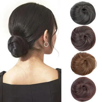 Clip per chignon sintetico per capelli corti e lisci nell'estensione dei capelli Parrucchino marrone nero per donna