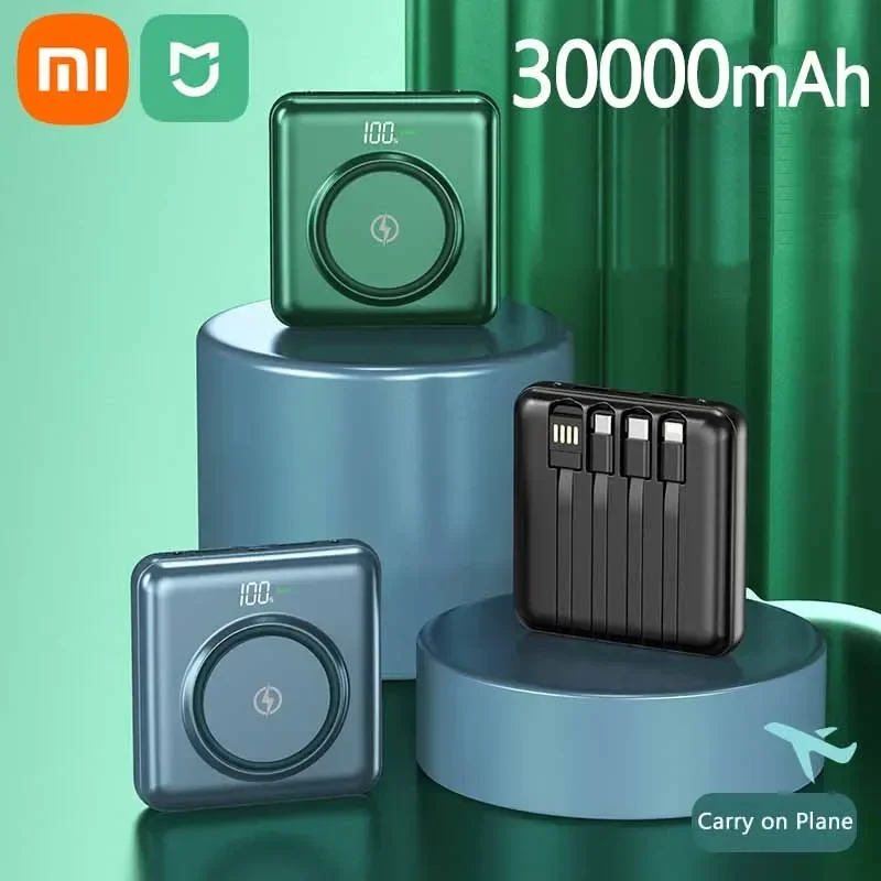 Xiaomi Mijia Power Bank 30000Mah Caricabatterie Magnetico Wireless Portatile Powerbank Cavo Integrato Tipo C Powerbank Per Xiaomi Iphone