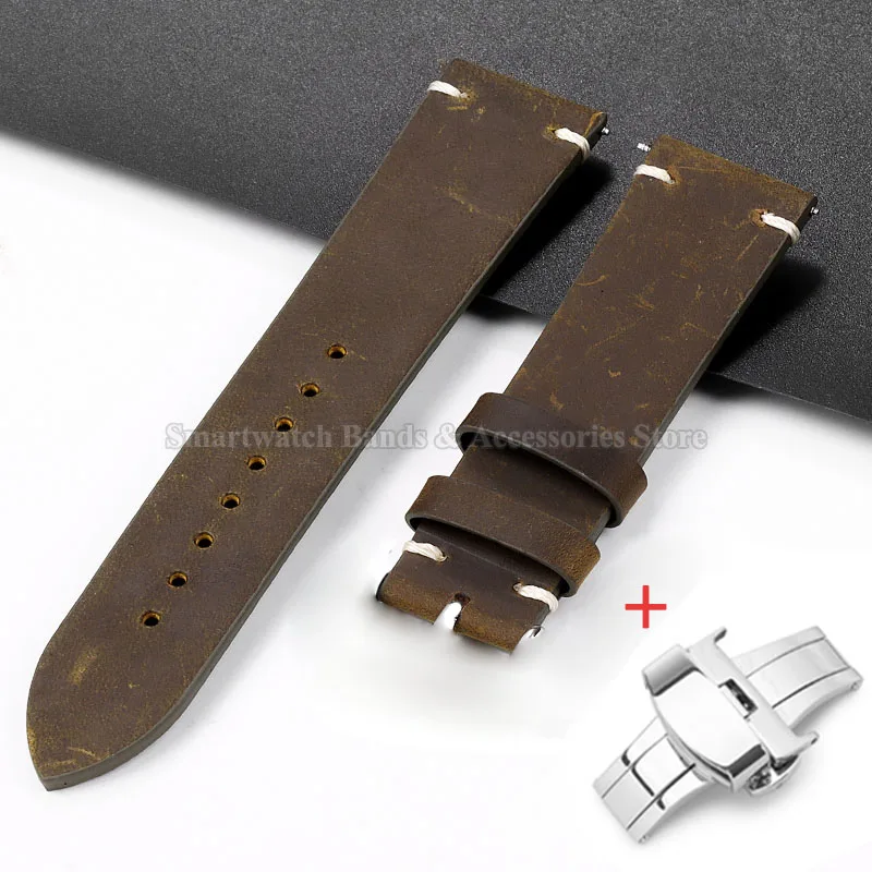 Vintage Brown Calfskin Leather Quick Release Watch Strap Bracelet