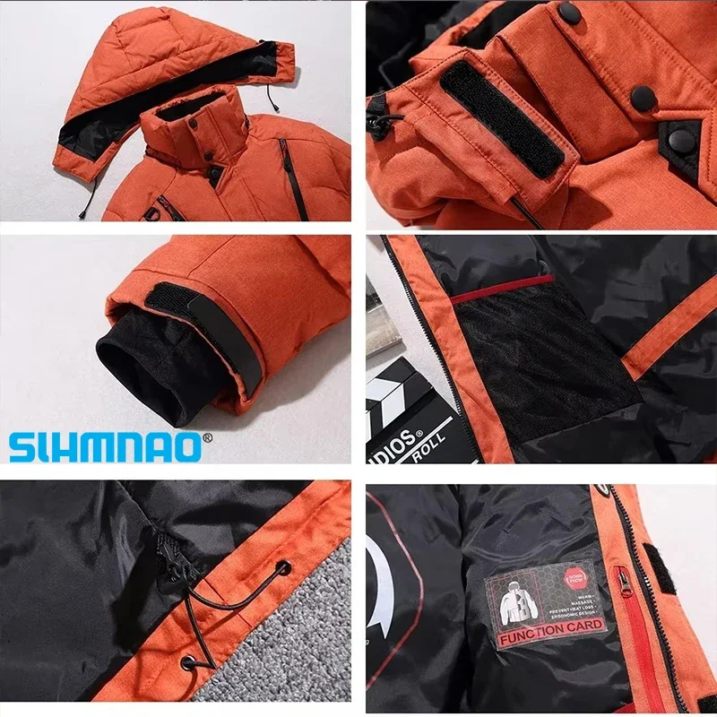 Windproof and Waterproof Snow Fishing Jacket New Warm Winter Skiing Down Jacket Men's Pants Warm Set Men's Snow