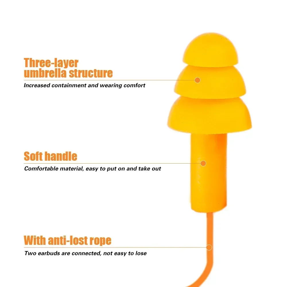 Reusable Silicone Corded Ear Plugs with Noise-Cancelling Earbuds for Sleeping, Studying, and Swimming