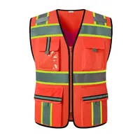 Unisex High Visibility Reflective Vest with Pockets and Zipper