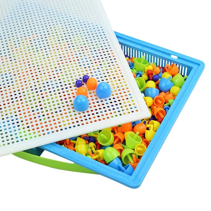 Puzzle Toys 296/352/592pcs Mushroom Nail DIY Handmade Toys Montessori Educational Toys 3D Puzzle Game Jigsaw Board