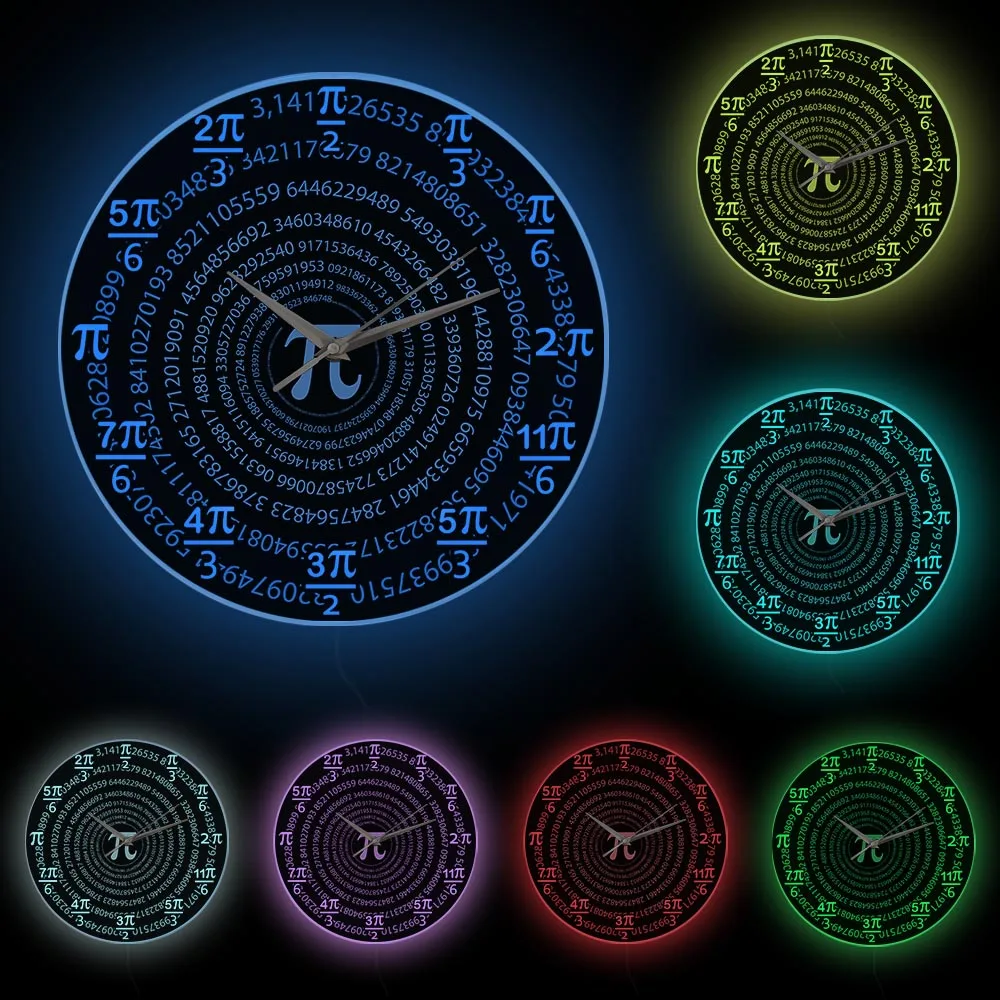 Pi 3.14 Mathematics Wall Clock School Classroom Wall Decor Math Science Wall Art Decorative Wall Watch Pi Day Math Lovers Gifts 6