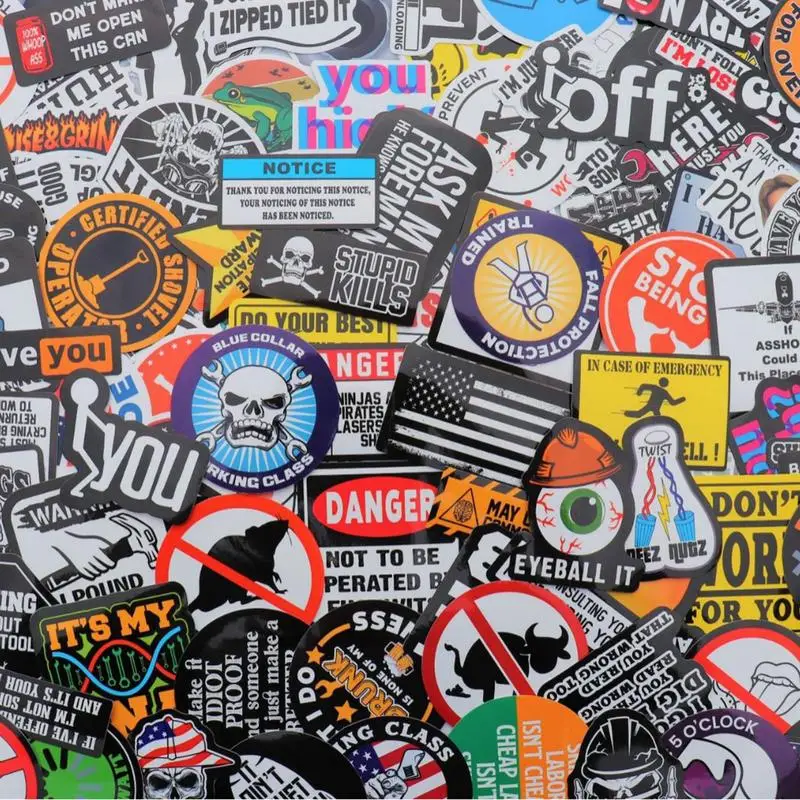 Car Stickers 150pcs Funny Hard Hat Brand Sign Cool Stickers Construction Workers Helmet Motorcycle Car Tools Laptop Bicycle Gift Stickers