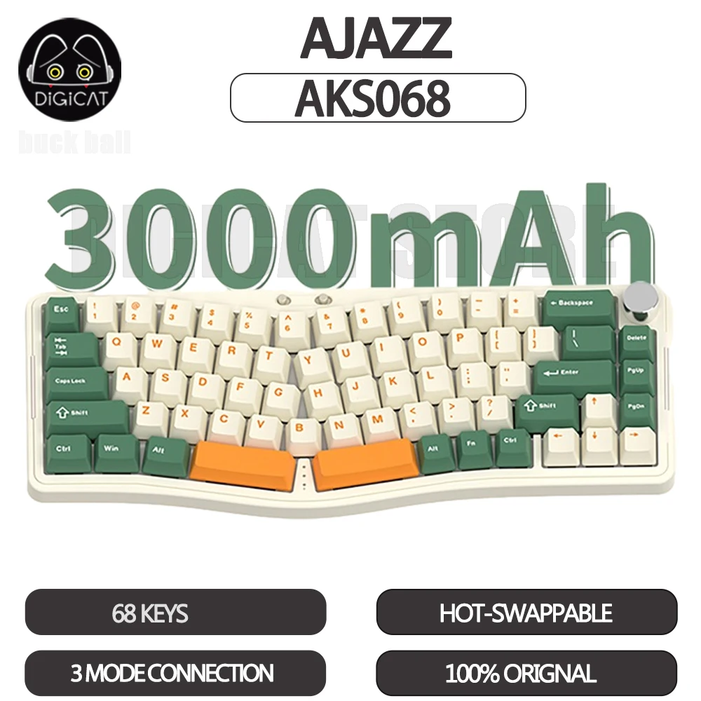 

Ajazz AKS068Pro Gamer Mechanical Keyboard 68Keys 3Mode USB/2.4G/Bluetooth Wireless Keyboard RGB Hot-Swap Gaming Keyboards Gifts