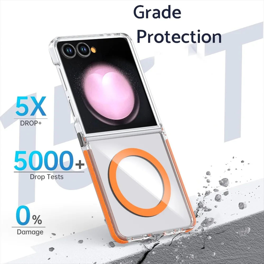 Luxury Transparent PC Case with MagSafe Wireless Charging and Hinge Protection - Shockproof Design