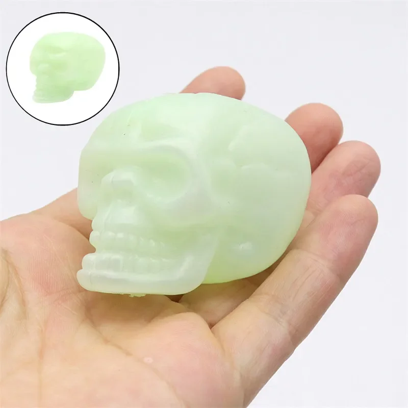 

Simulated Skull Mini Luminous Skull Head Bone Model Prop Realistic Fake Skeleton Halloween Decoration Party Decoration