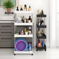 1pc Multifunctional Bathroom Shelf 4 Tier Rolling Storage Organizer with Wheels for Home Space Saving