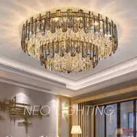 Lustre de plafond en cristal K9 minimaliste de luxe, lumière LED ronde moderne pour chambre à coucher, espace de vie 5