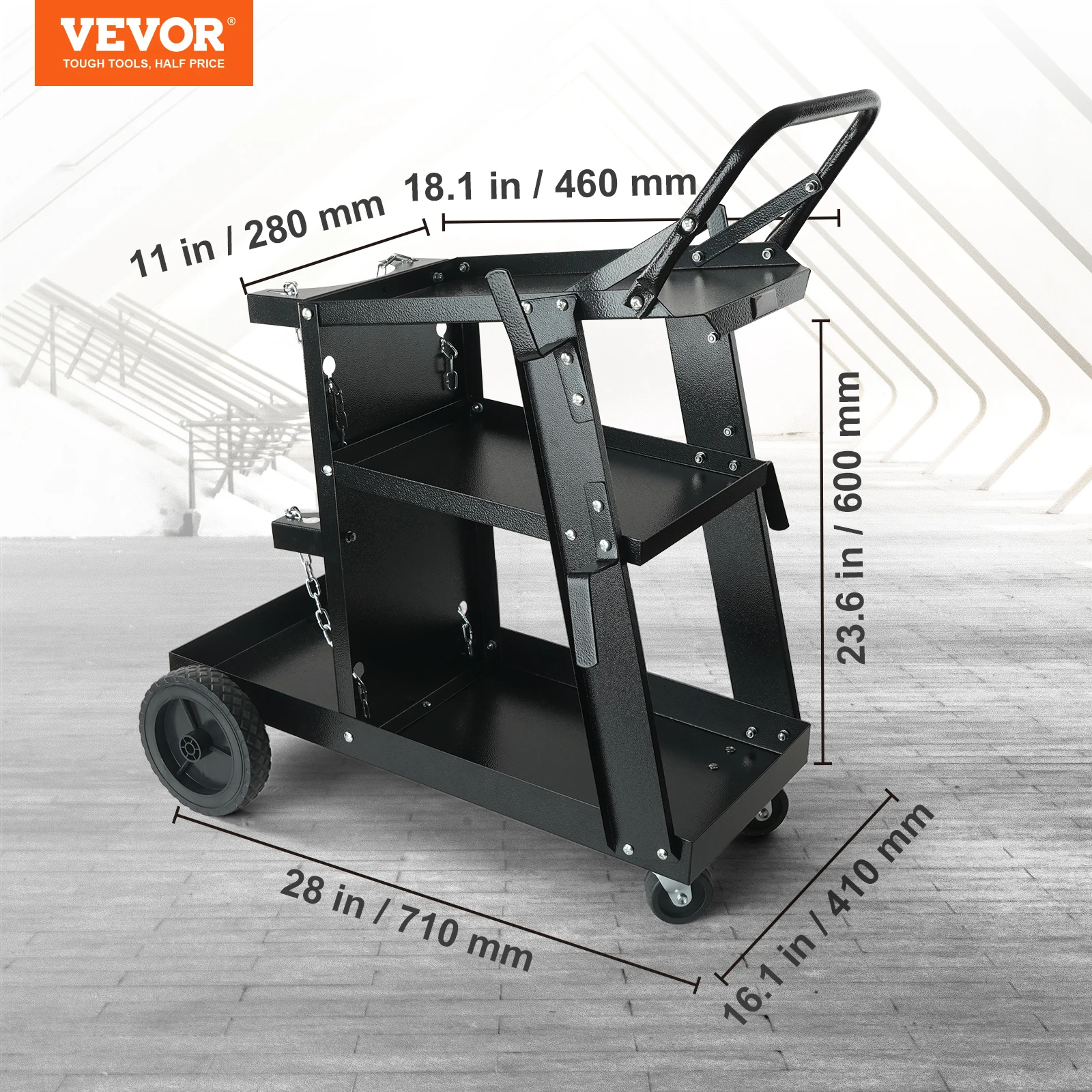VEVOR sváření vozík 3-tier svářeč vozík s otočný kol bezpečnosti řetězy kolejových komora úložný pro plazma řezačka sváření stroj