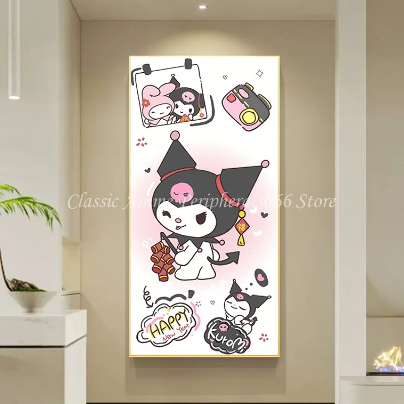 

Постер Sanrio Hello Kitty Kuromi Мультфильм Аниме Холст Картина маслом печать детская комната художественное украшение день рождения кавайный подарок