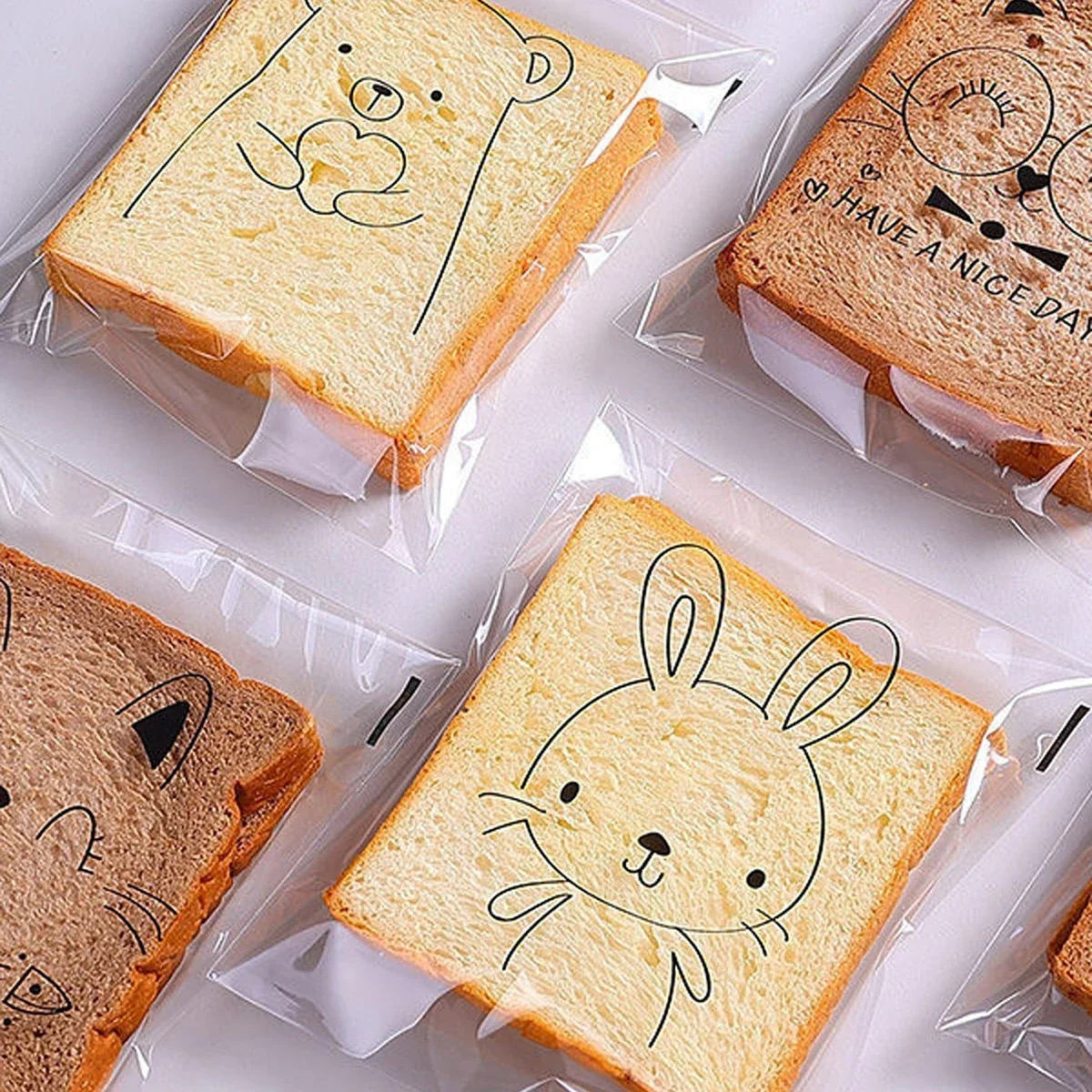 100/200 Stück transparente selbstdichtende Beutel für Bäckereibrot, Donuts, Croissants, Einwegverpackungen für Küchenutensilien – Detail 4