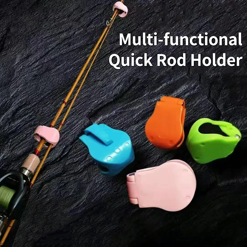 2/4pcs Quick-Attach Fishing Rod Clips Holder Anti-Slip Fishing Rod Rack Fishing Pole Straps Clip Fishing Tackle Rod Holder