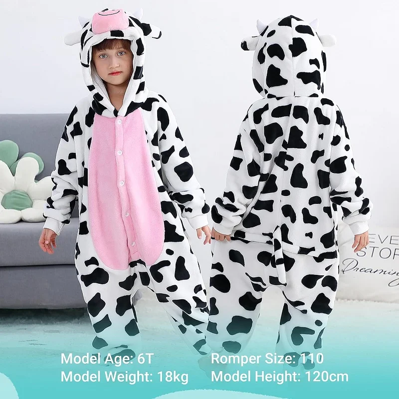 MICHLEY Halloween Flannel Children Blanket Sleepers Costume Hooded Winter Clothes Jumpsuit Sleepwear Pajamas For Boys Girl 3-12T