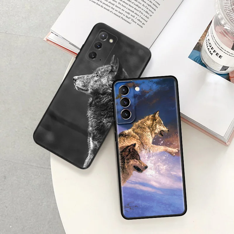 Custodia Per Telefono Per Samsung S24 Note20 Ultra S23 S22 S21 S20 Galaxy S10 Plus White Snow Moon Wolf Black Soft Anti-Drop Cover