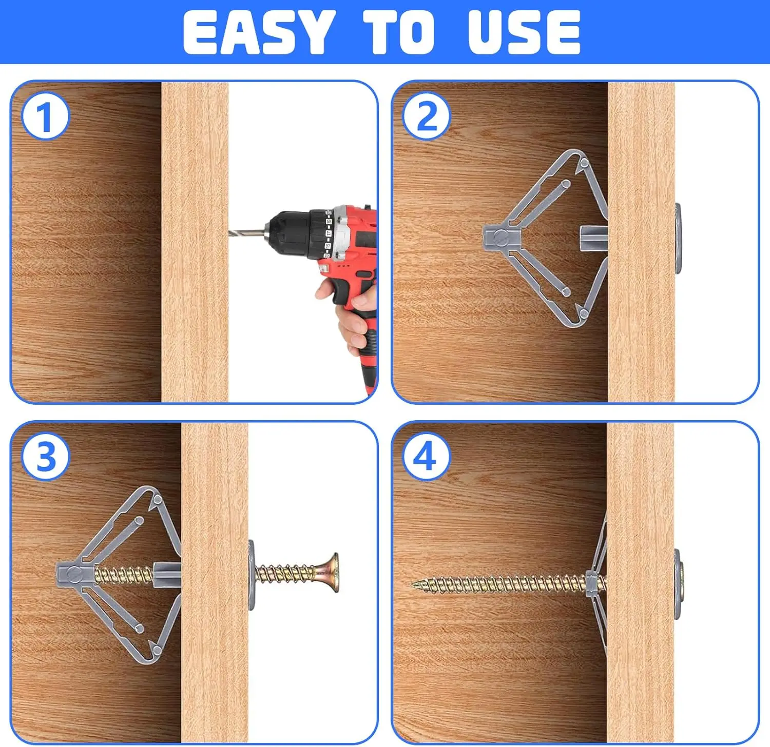 Plasterboard Expansion Screws Tube Plastic Toggle Anchor Wall Plugs Kit