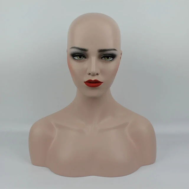 Realistic Female Mannequin Head With Shoulder Manikin Head Bust