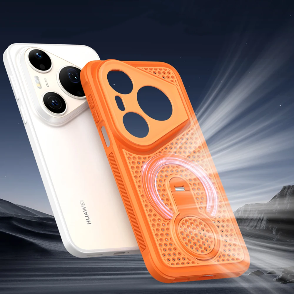 Magnetic Mesh Heat Dissipation Case with 360° Rotating Ring Holder and Magsafe Compatibility