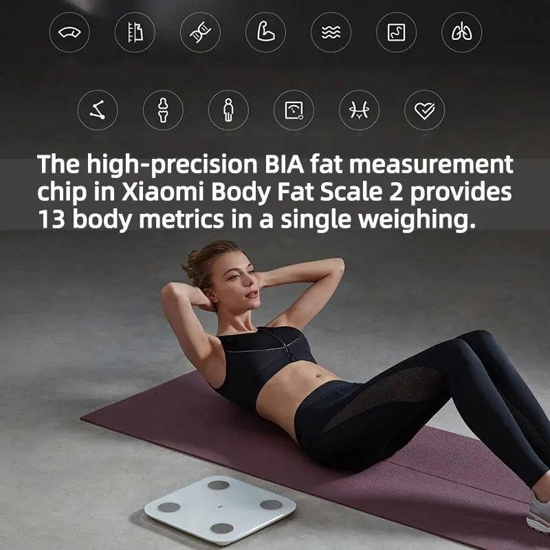 Original Xiaomi Body Fat Scale 2 Smart Home Composition Mi Fit App High-precision Weight Bluetooth 5.0 Monitor LED Display