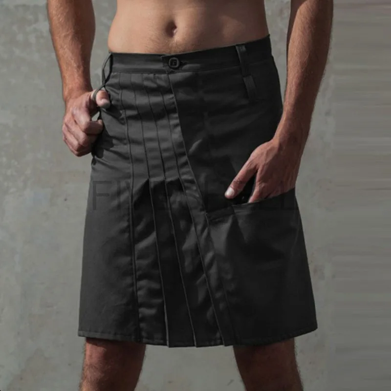 Falda Plisada Punk Para Cosplay, Cinturón De Cuero Gótico Para Hombre, Falda Escocesa De