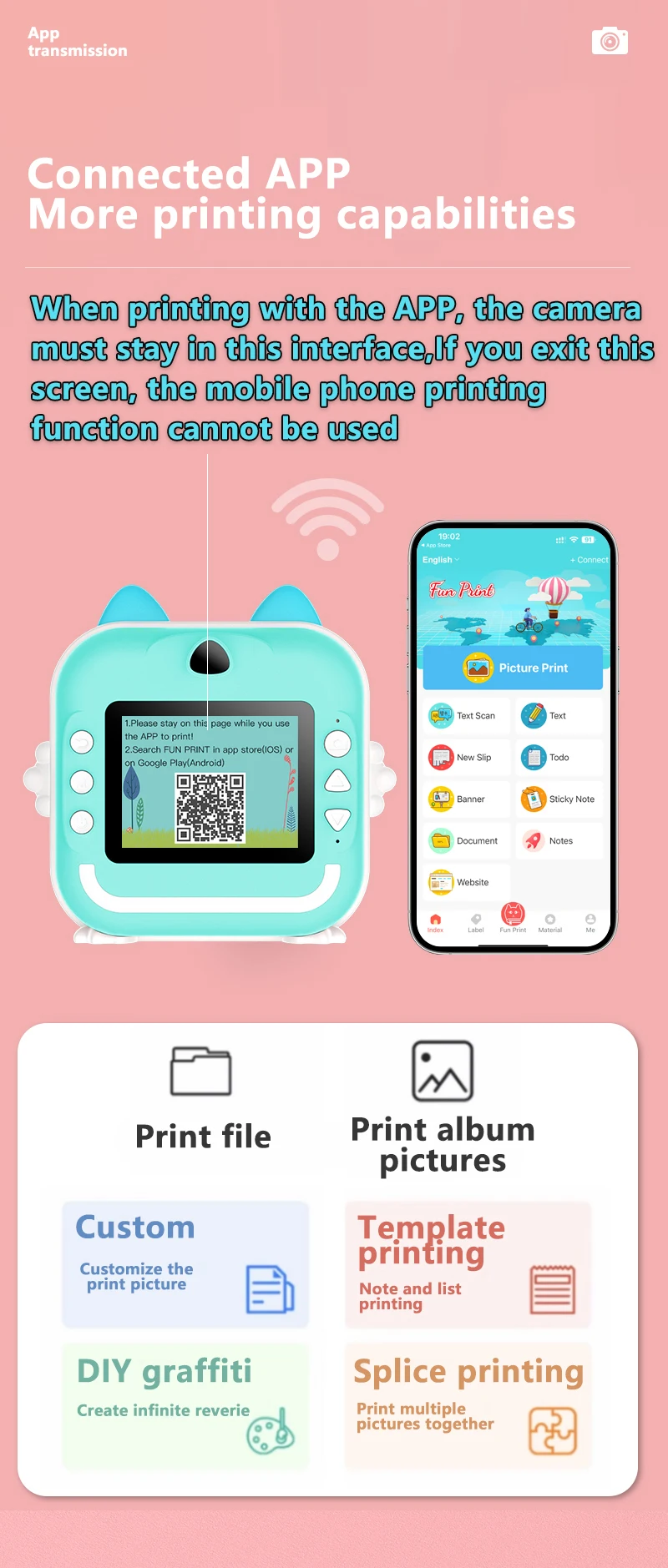 New Children Digital Mini Camera Screen Instant Print Photograph Video Thermal Paper Bluetooth HD Out Door Kids Brithday Gifts