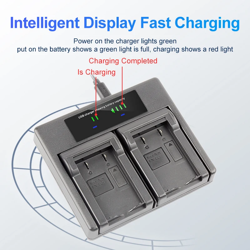 EN-EL1 배터리 LCD USB 듀얼 충전기, Nikon Coolpix 500 775 880 885 990 995 4300 4500 4800 5000 5400 5700 8700 Minolta ENEL1 용