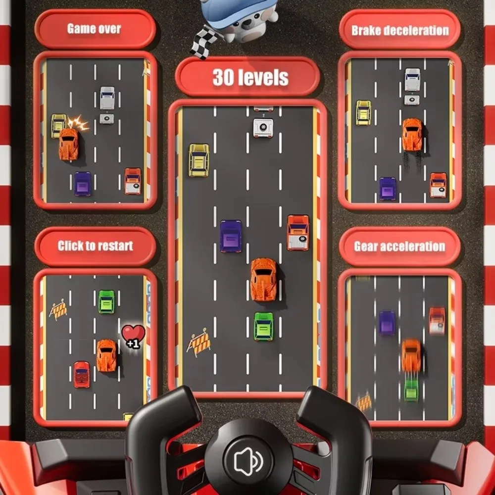 음악이 나오는 조명 장착 전자 레이싱 휠 장난감 USB 전원 라이트 사운드 인터랙티브 게임 장난감