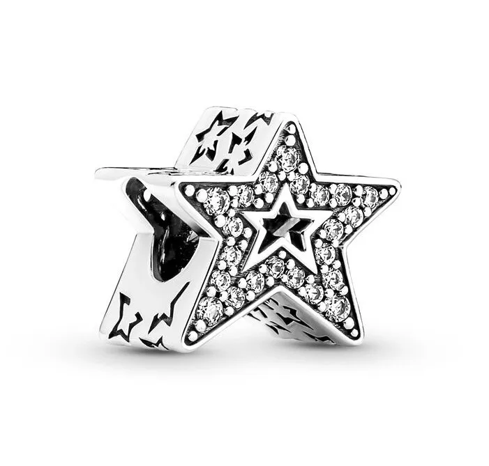 

Original Sparkling Asymmetric Star Beads Charm Fit Pandora Women 925 Sterling Silver Bracelet Bangle Jewelry