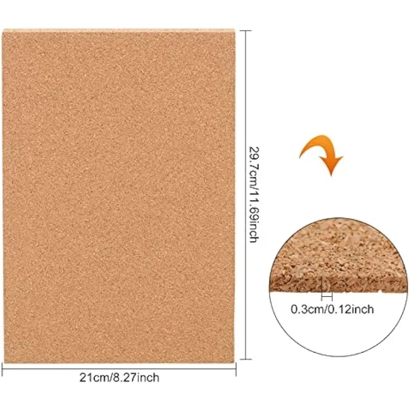 Craft Supplies 10 Pack Cork Sheets 3mm thick Cork Tiles Mat 12x8 Inch for Wall Decoration Party and DIY Crafts