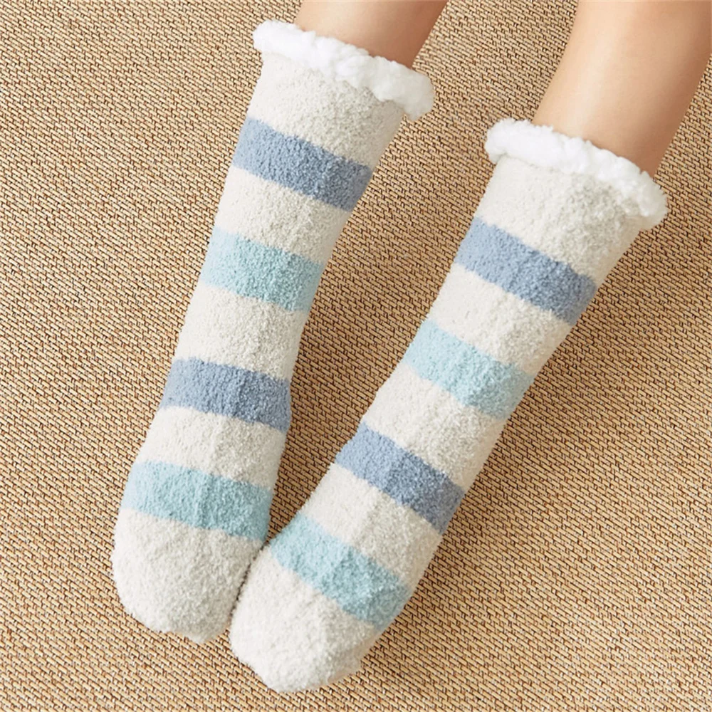 

Women Warm Coral Socks Home Thickened And Velvet Slippers Socks Plush Floor Socks Sleep Carpet Socks Girl Winter Snow Socks