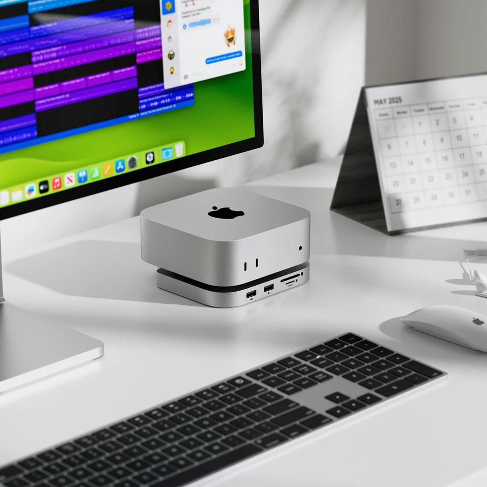 Minisopuru Mac Mini M4 Dock Stand with M.2 SSD Enclosure 4K60Hz