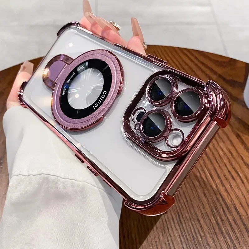 Deluxe Magnetic Airbag Silicone Transparent Shockproof Case with Camera Protection