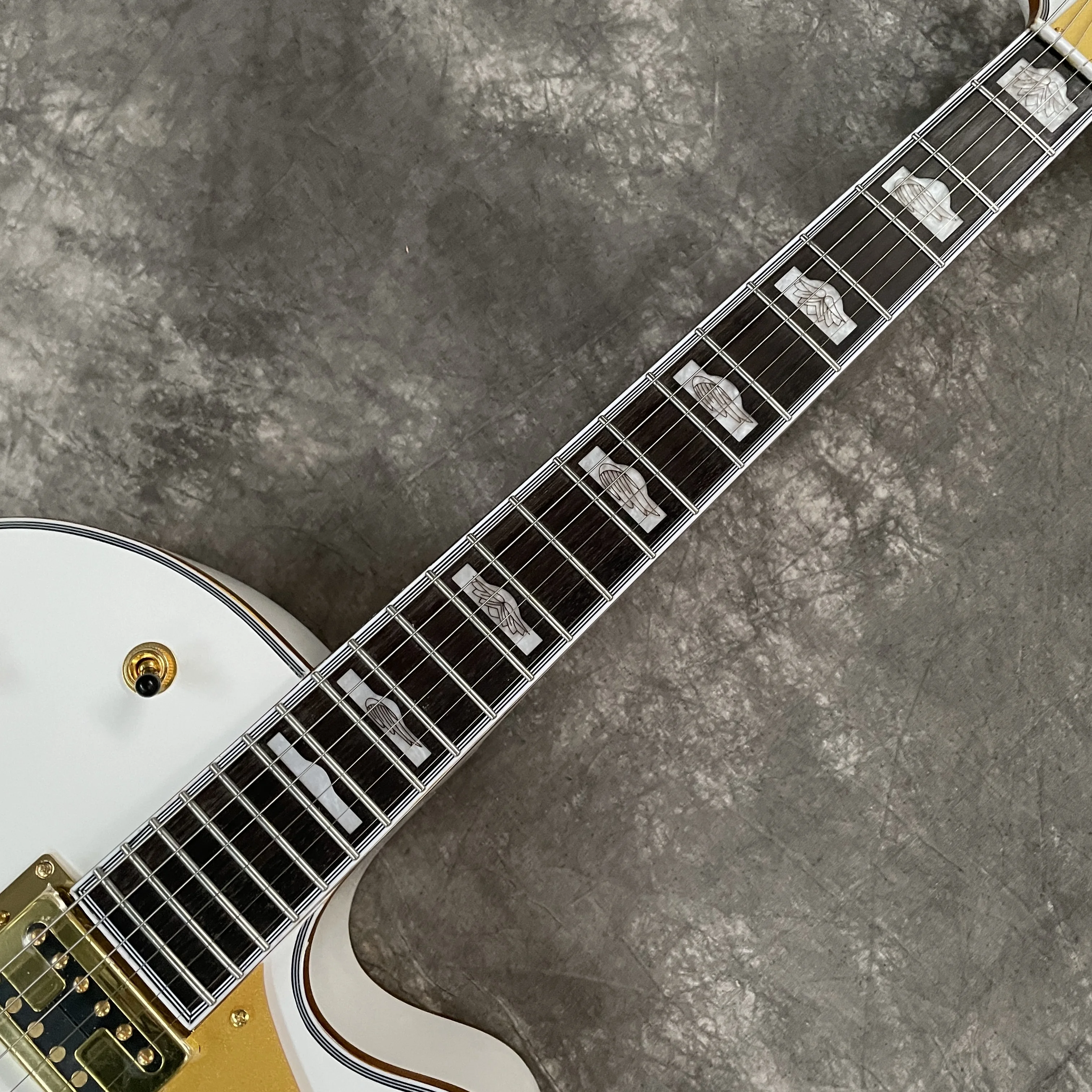 white Hollow Electric Guitar with big tremolo bar Fast In Stock