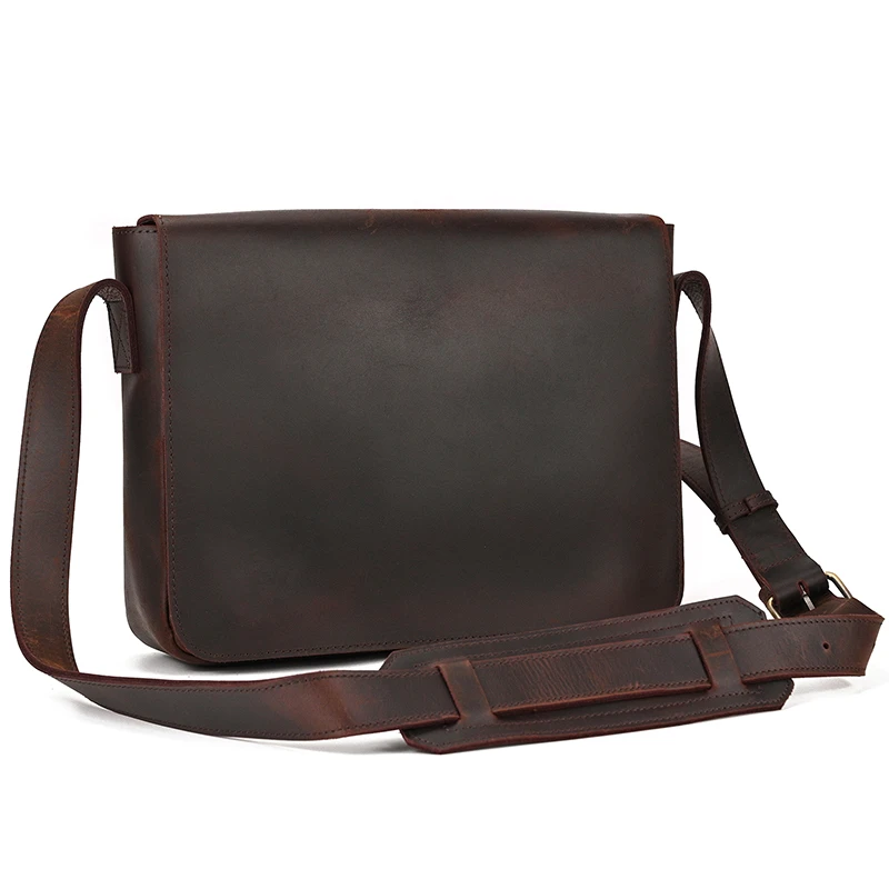 Retro Genuine Leather Men Laptop Bag Leather Shoulder Bag Business Office Bags Brown Male Laptop Portfolio Case Messenger Bag 4