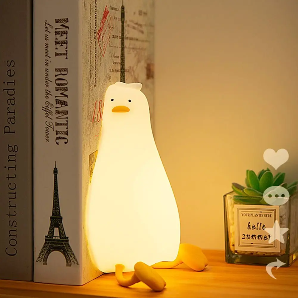 

Lying Flat Duck Bedside Bedroom Decoration Rechargeable Patting Switch Duck Nightlight Duck Lamp Led Night Light Table Lamp