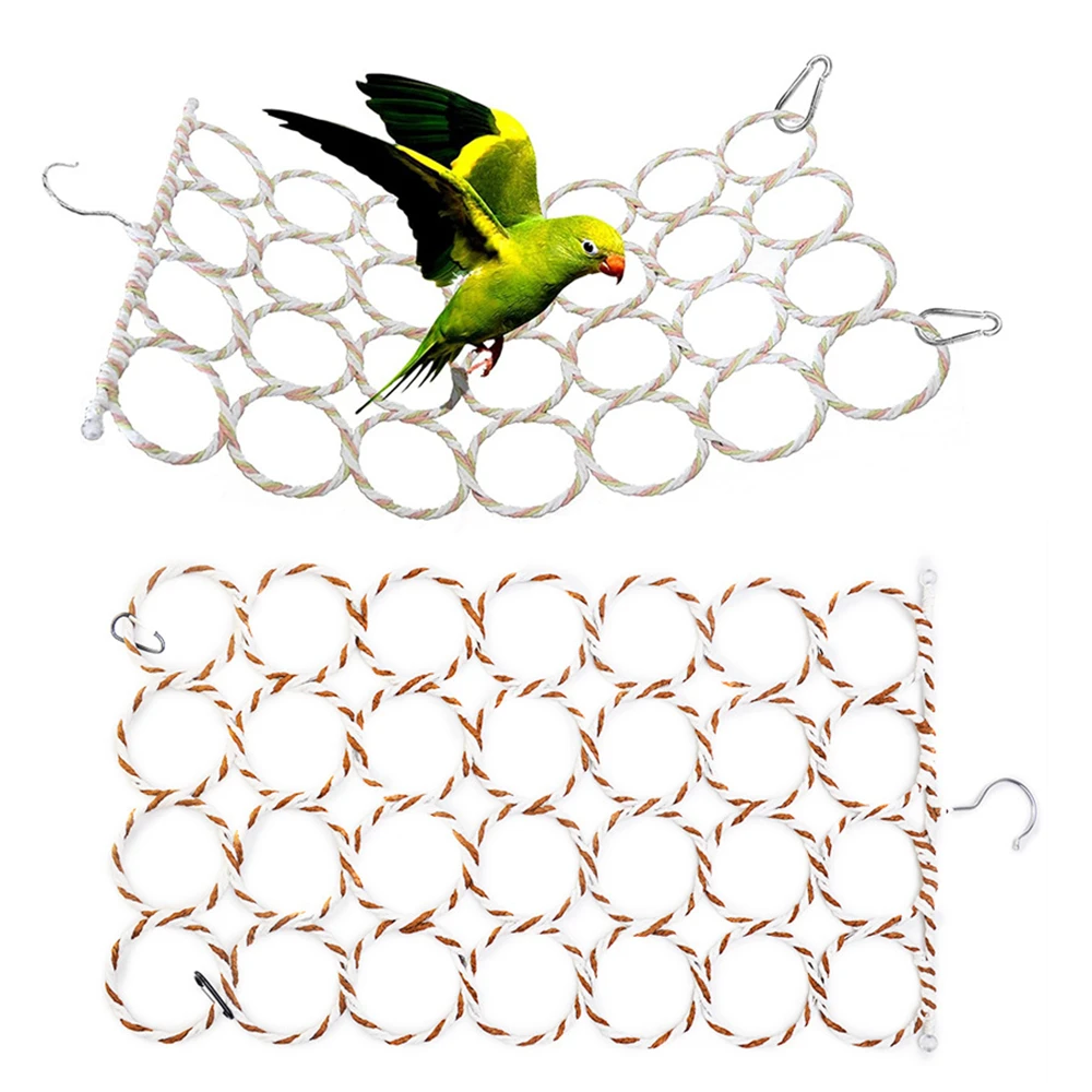 

Funny Parrot Swing Toys with Hooks Colorful Weave Climbing Net for Birds Parakeets House Balcony Pet Hammock Toy Random Color