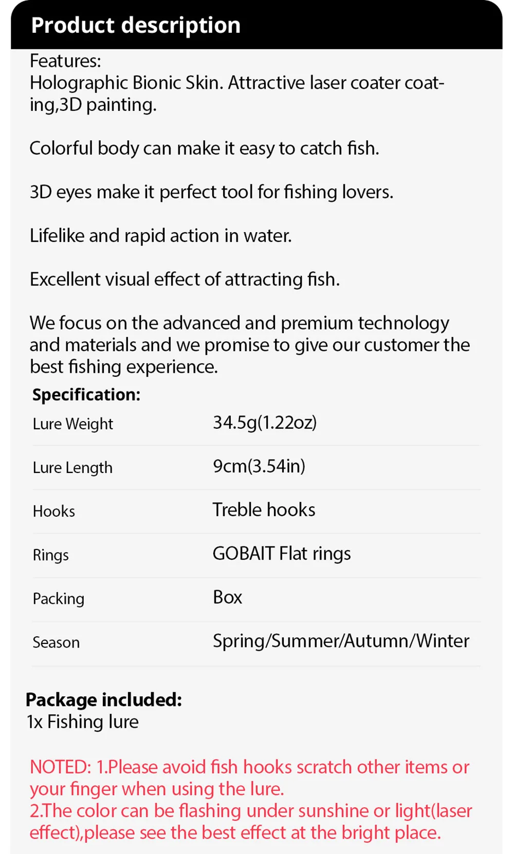 GOBAIT VIBRATION Pitch VIB 34,5 g 9 cm sinkender Bleistiftköder Casting Angeln Bass Pesca Swimbait Haken Spinner Popper Silikonköder – Detail 1