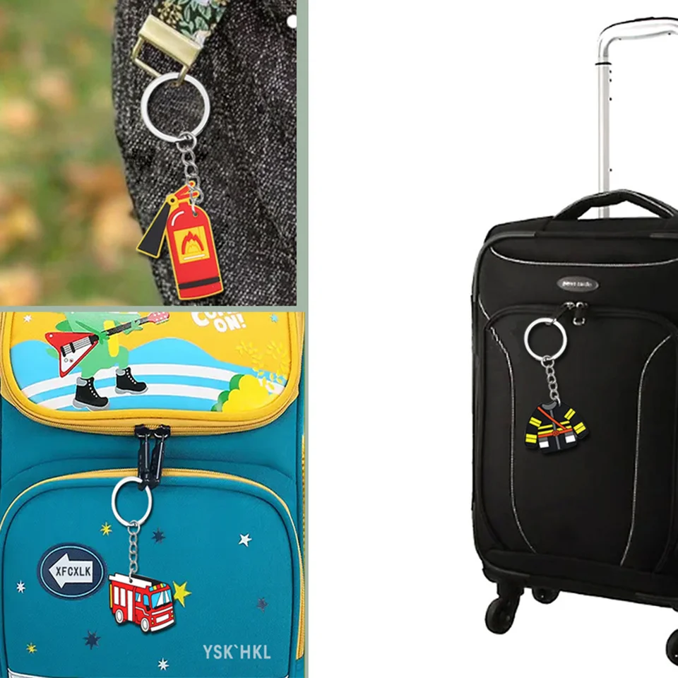 30 Portachiavi A Tema Pompiere - Camion, Estintore, Casco - Per Feste E Regali - Foto 7