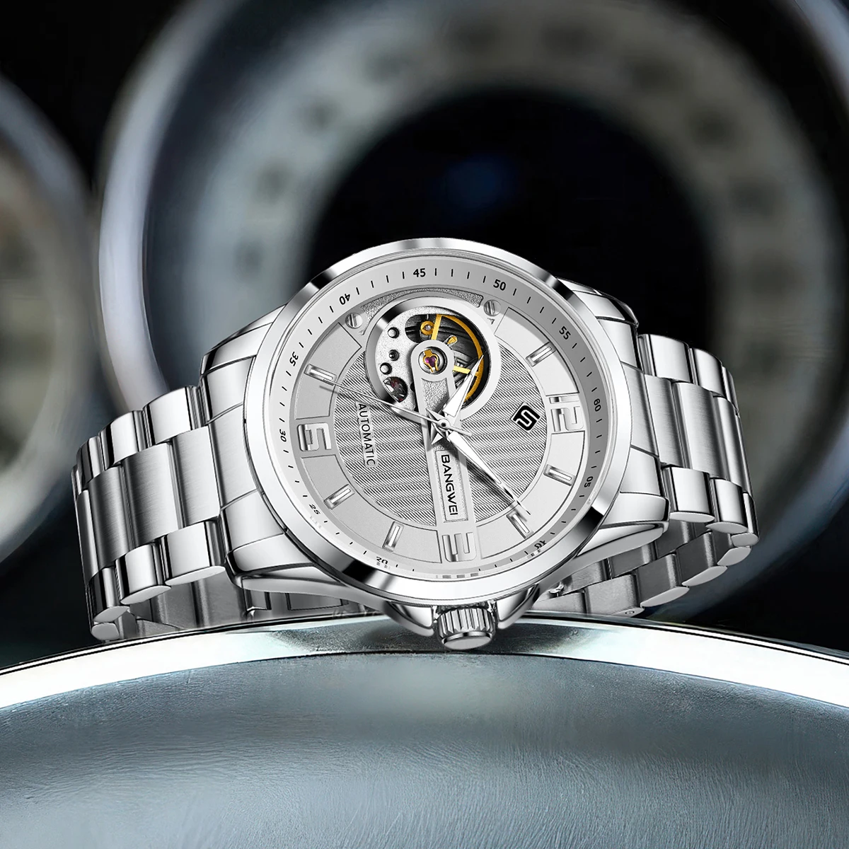 BANGWEI Men's Mechanical Wristwatches Top Brand Luxury Automatic Watch For Men Fashion Sport Diving Watch Men Montre Homme+BOX